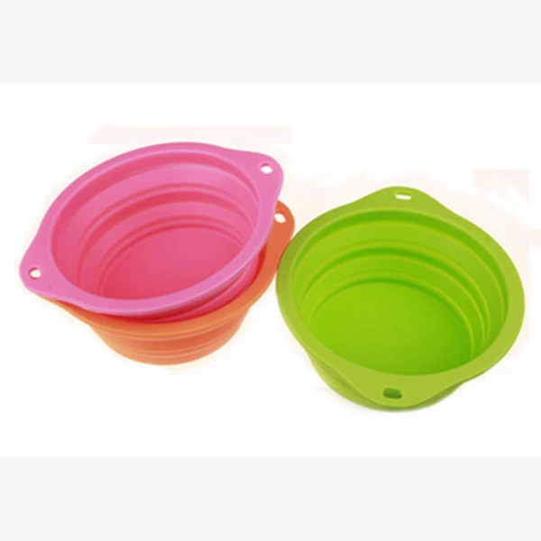 Volume 800ML double ear factory outlet collapsable dog bowl travel silicone dog bowls