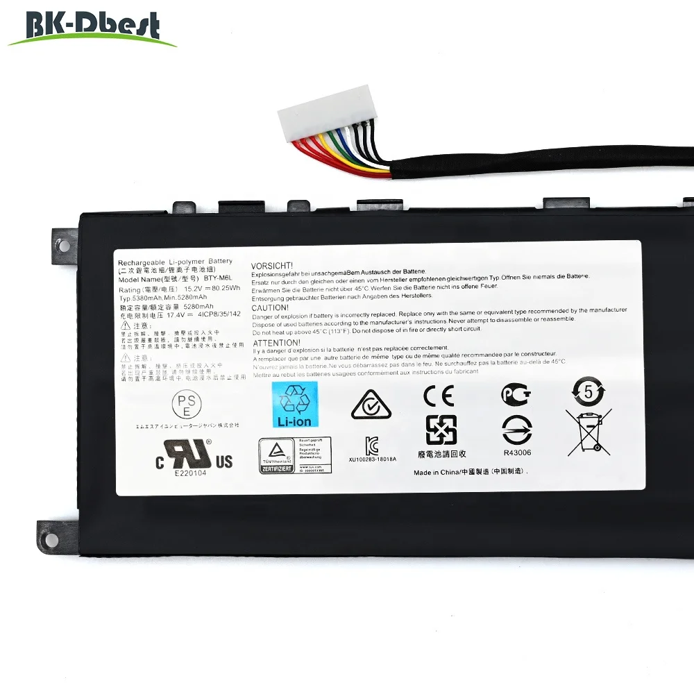 BK-Dbest 15.2v BTY-M6L New Li-polymer Battery For MIS GS65 P65 P75 P63 GS75 MS-16Q2 Laptop Battery BTY-M6L