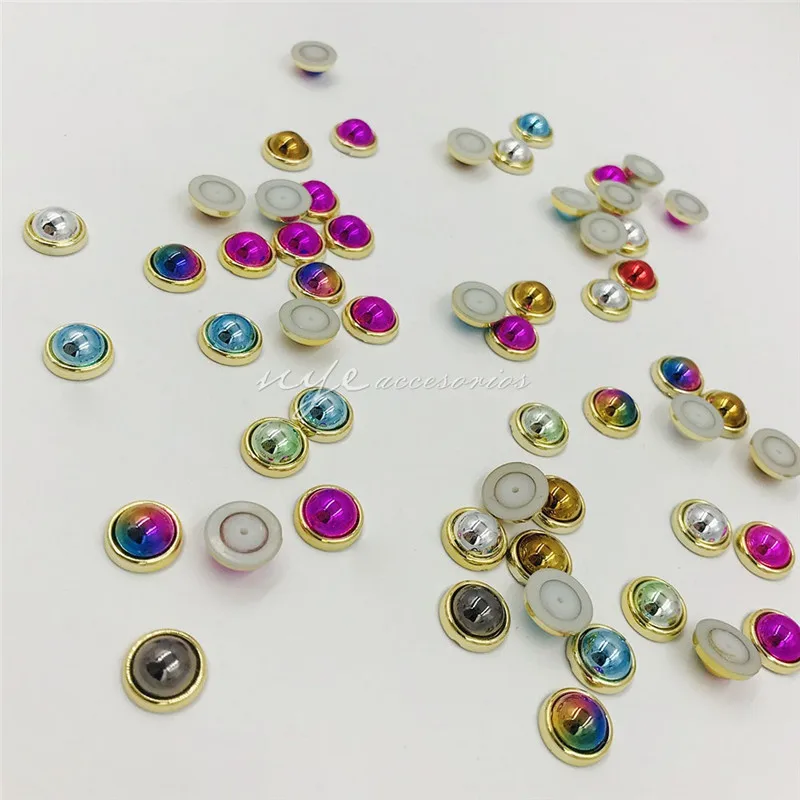 Semi-circular double-layer pearl plastic rivets UV-plated plastic surface iron nails Clothing bags accessories abs rivets