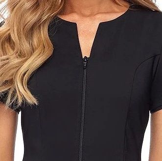 Customized Salon workwear zipper tunic spa uniform scrubs uniforms sets fashionable zip scrub