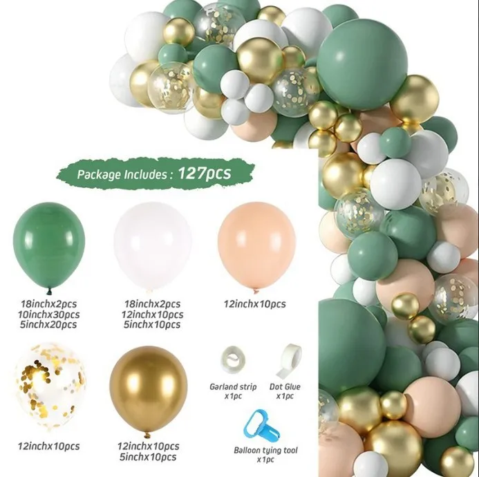 Green gold Balloons set Bean green balloon garland arch kit for Wedding birthday Baby Shower Party balloons decoration