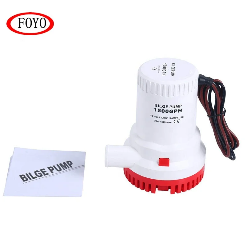 Foyo Brand Hot Sale Submersible 12volt 1500GPH Boat Bilge Water Pump Non-Automatic Water Pumping Machine for Pools and Kayak