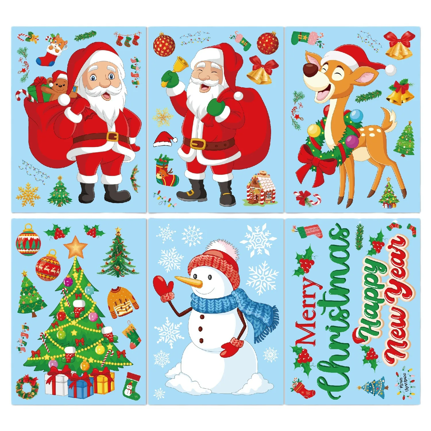 Christmas Window Stickers Wall Stickers Self-Adhesive Shopping Window Decoration Family Christmas Decoration Stickers