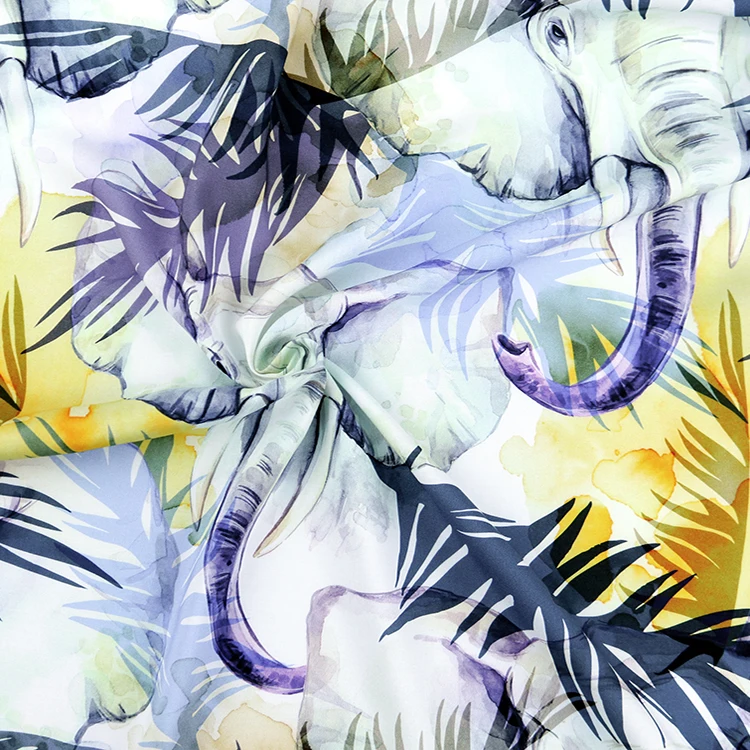 Elephant printed wholesale digital custom 100% printed rayon fabric for home textile