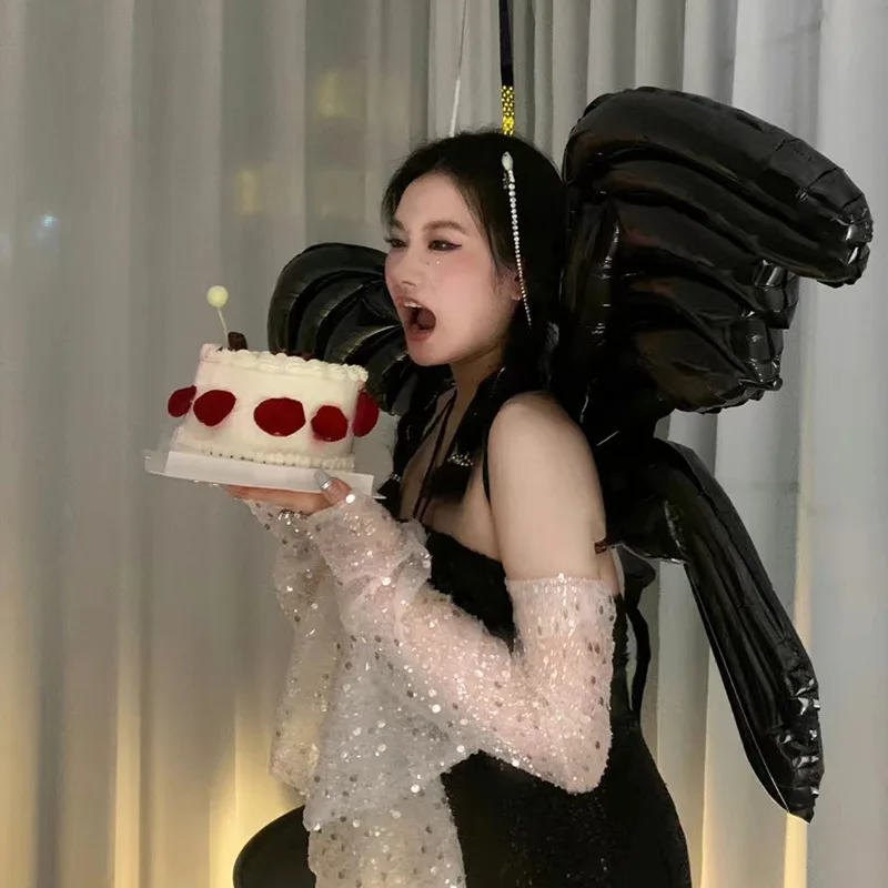 Новое поступление 2023, фольгированные воздушные шары в виде крыльев, бабочек для детей, украшение для дня рождения, черный Гелиевый шар в виде летучей мыши, принадлежности