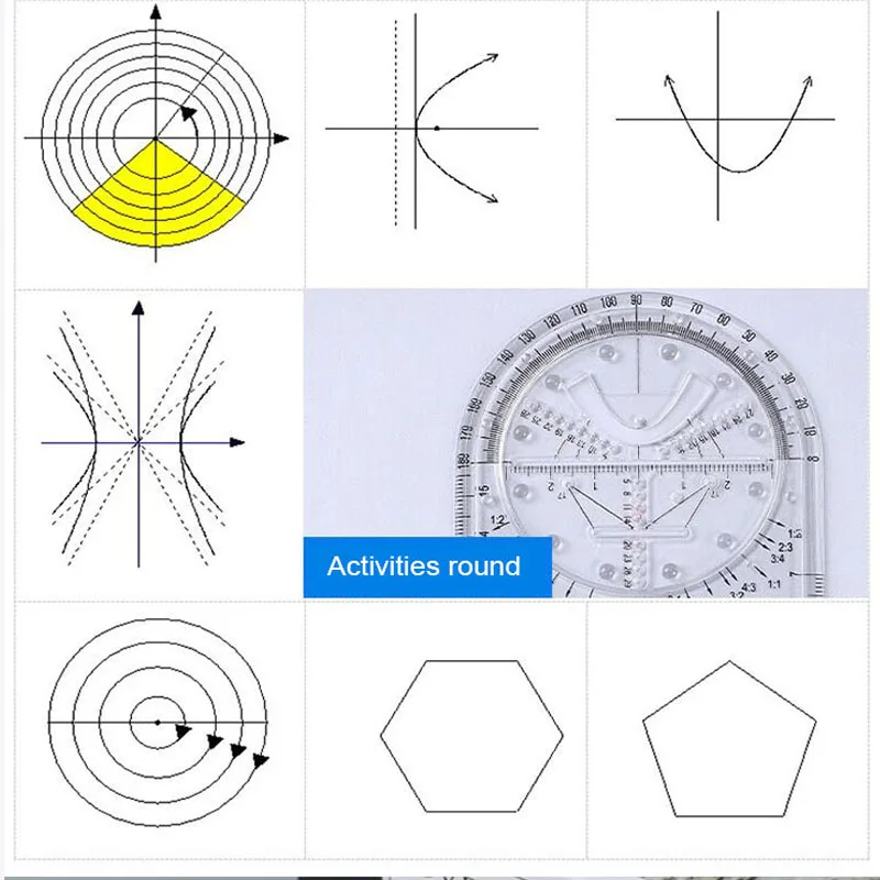 Multifunctional Geometric Drawing Ruler Quick Drawing Hollow Out Ruler