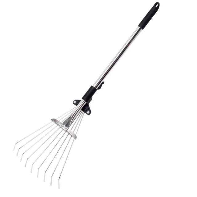 High Quality Garden Hand Cleaning Tools Metal Telescopic Rake Leaf Leaves Grass Weed Lawn