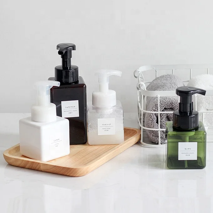 PETG Empty Square Foam Top Pump Bottle 250ml 450ml 650ml Hand Wash Body Foaming Soap Plastic Dispensers Pump Sealing Packaging