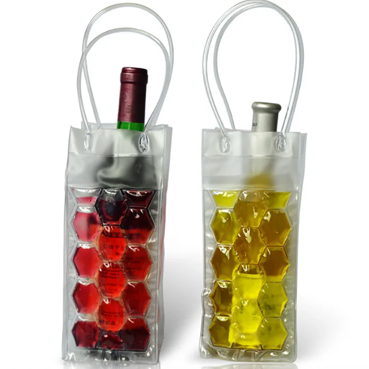 Promotional Colorful Portable Clear Tote PVC Wine Ice Cooler Bag Clear Lunch Cooler Tote Bag