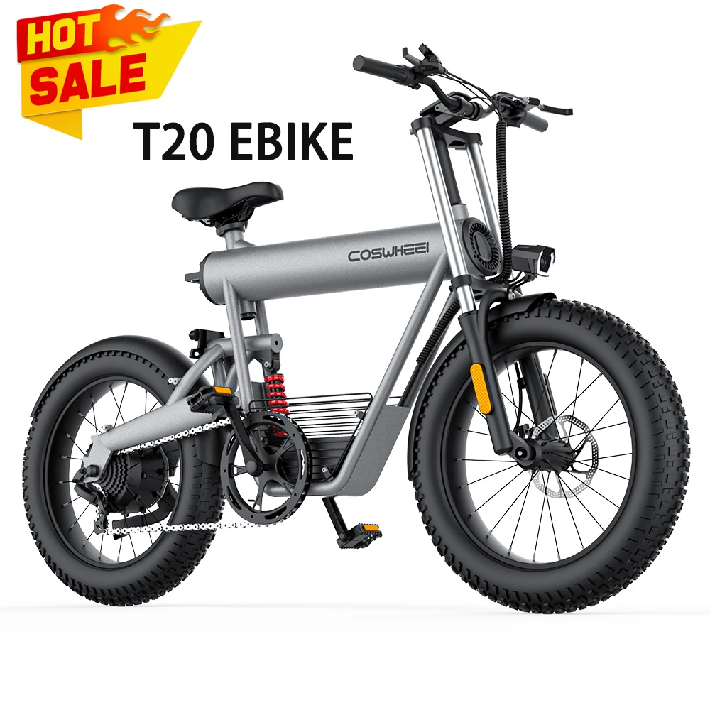EU Warehouse Winter Snow Fatbike COSWHEEL T20 Full Suspension Electric Bicycle 1000W Electric Bike 1000W 48V Fat Tire eBike