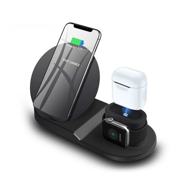 Для Xiaomi Iphone Apple Watch мобильный телефон 10 Вт быстрая подставка 3 в 1 Беспроводное Зарядное устройство Док-станция