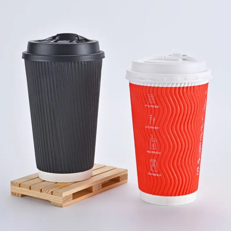 Coffee cups paper cups ribbed cups hot drink lids  personalized branded insulated disposable bulk customized cold