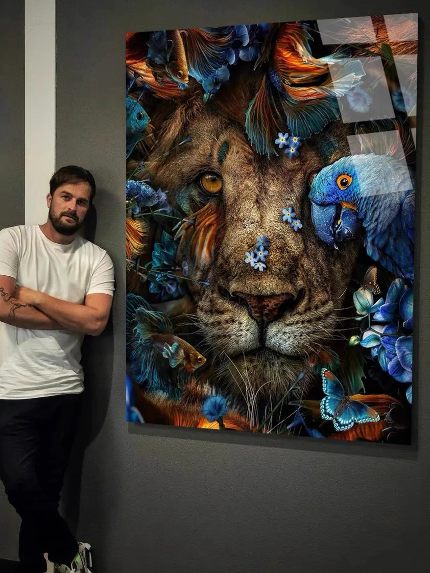 BIGIMAGE Art Deco Style Metal Print Suspension Wall Decoration Fashion Aluminum Print Floating Hanging Still Life Pattern