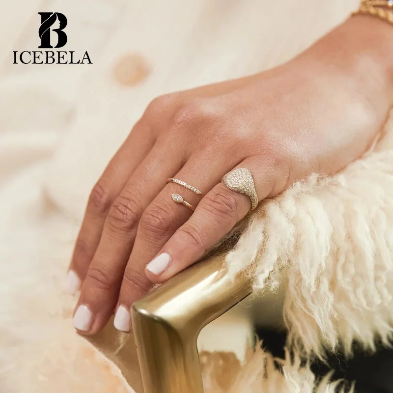 925 Silver Jewelry Korean Ring Custom Light Luxury Unique Custom 18K Gold Plated Zircon Snake Shape Adjustable Ring for Women