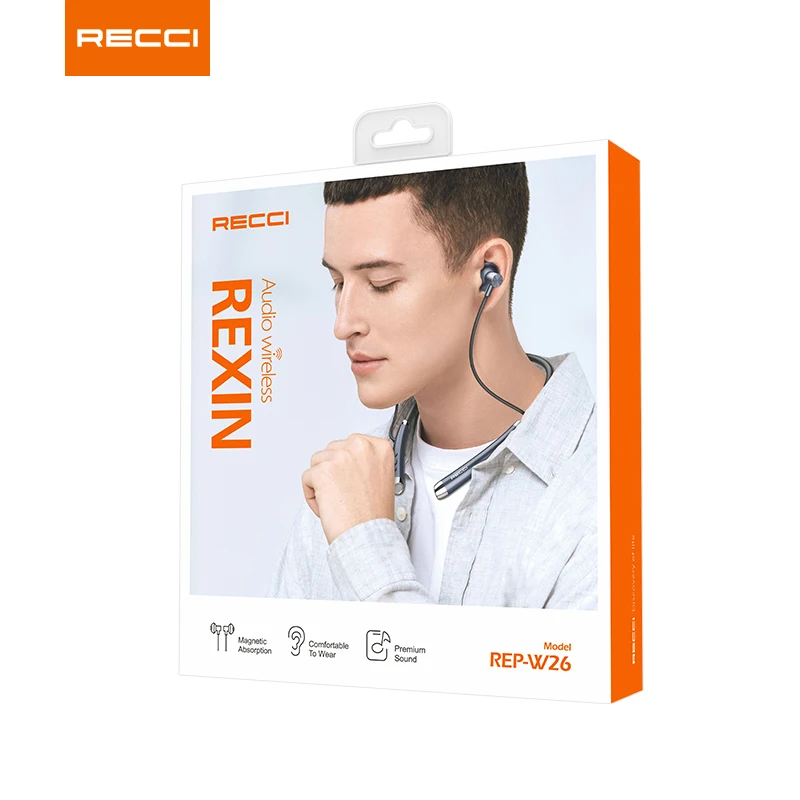 Recci 2022 new product magnet neck neckband earphone headphones wireless headset for iPhone, Samsung, Vivo