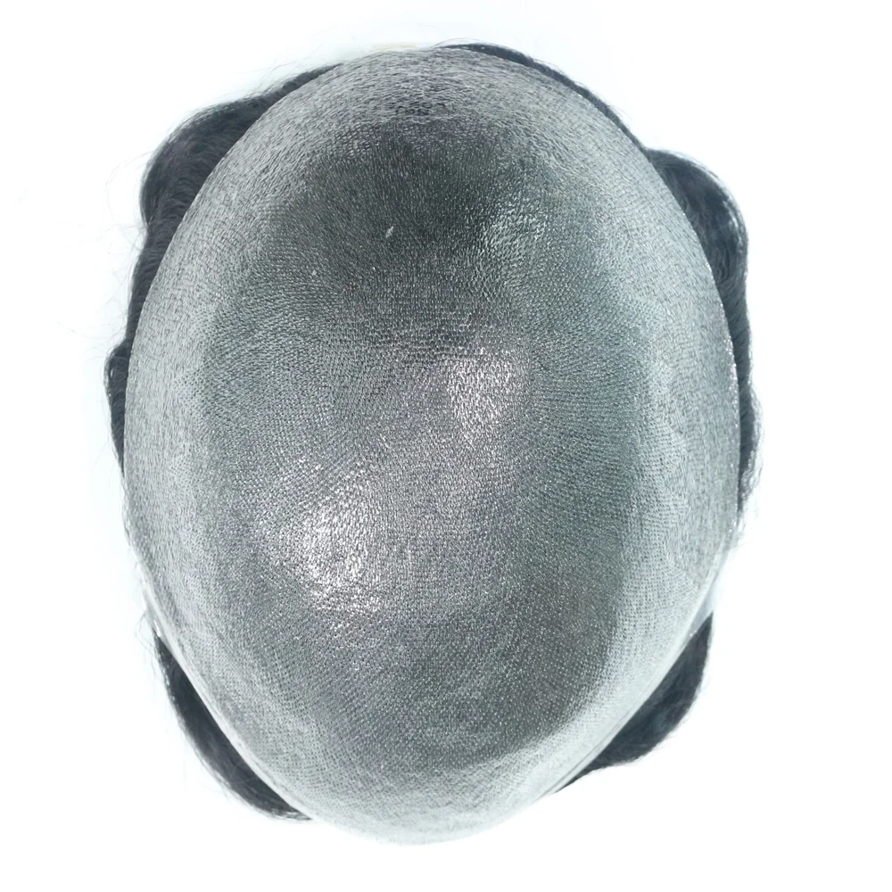 Natural Hairline Super Thin Skin V-loop Indian Human Hair Men Toupee Replacement for Men