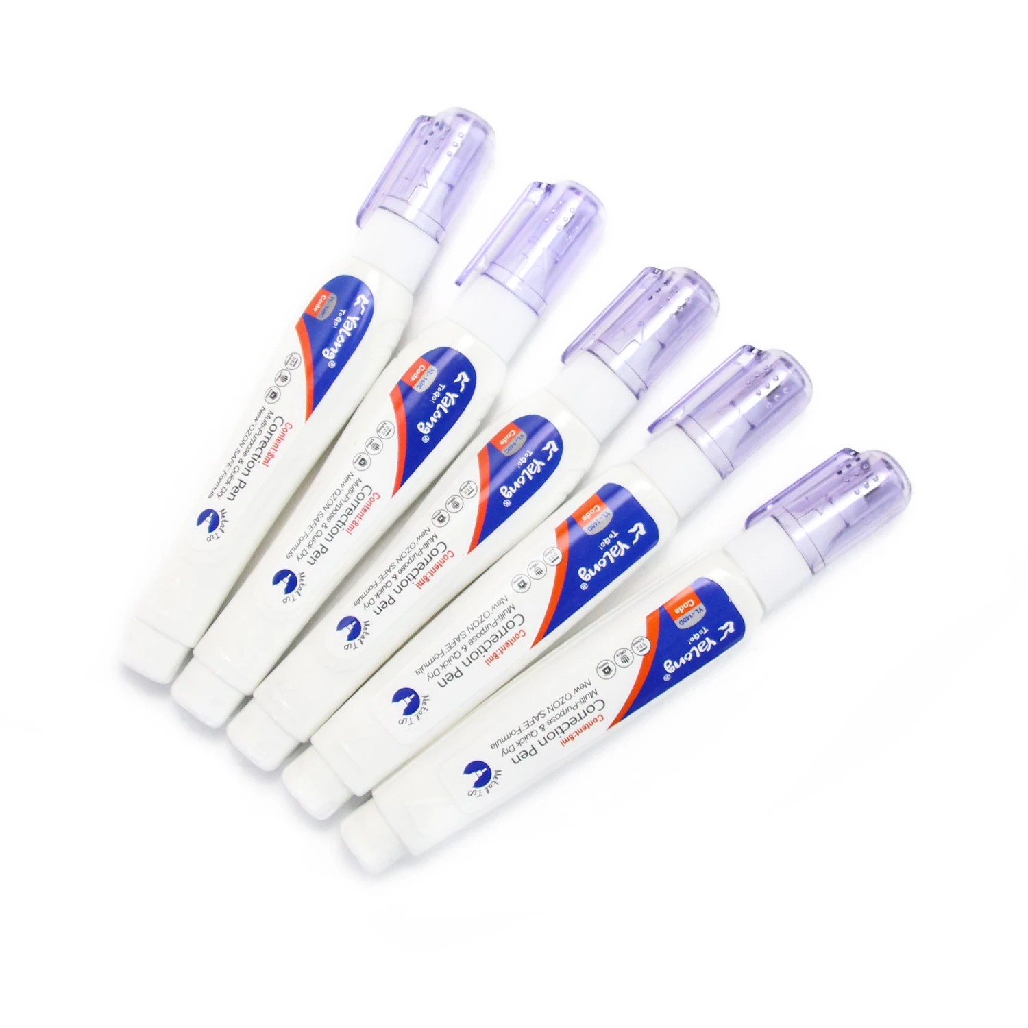 Yalong Customized New Style Quick Dry Smoothly Metal Tip Correction Pen Non-toxic White Colored Correction Fluid Set For Student