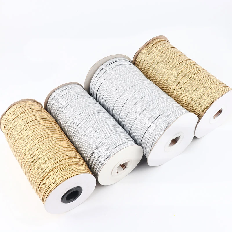 0.25 inch,0.5 inch,1 inch in stock gold silver colors jacquard braided elastic band for journal garment accessories decoration