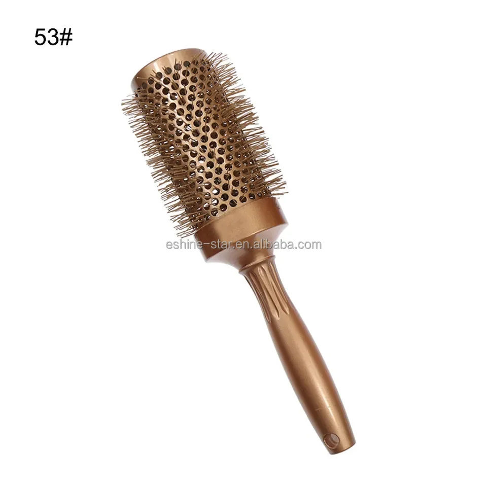 Gradient Color 2 In 1 Hair Straightener And Curler Ionic Hairbrushes Professional Salon Makeup Brushes Round Ceramic Brush Comb