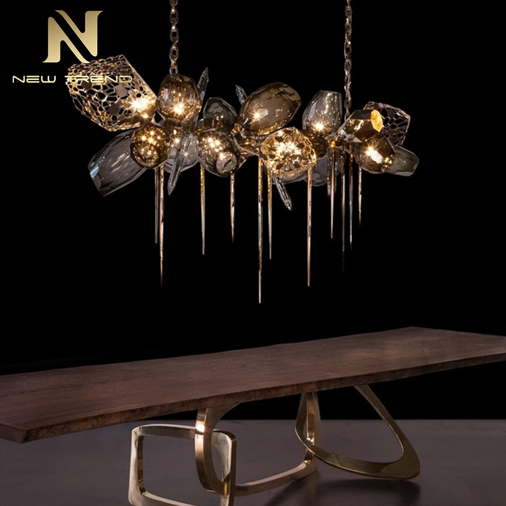 Новый продукт на заказ внутреннее декоративное освещение гостиная столовая вилла Хрустальная стеклянная светодиодная люстра