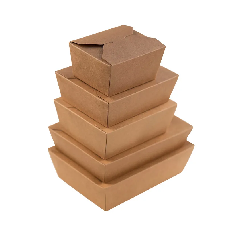 Hot sales Environment friendly for fast food bamboo pulp fibre kraft paper salad bowl lunch box with plastic lid packaging
