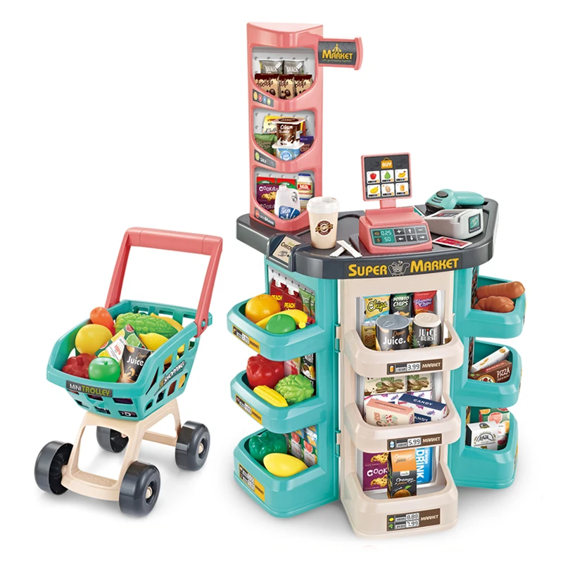 
Educational role super market pretend cashier toy play set with mini trolley  (62516028639)