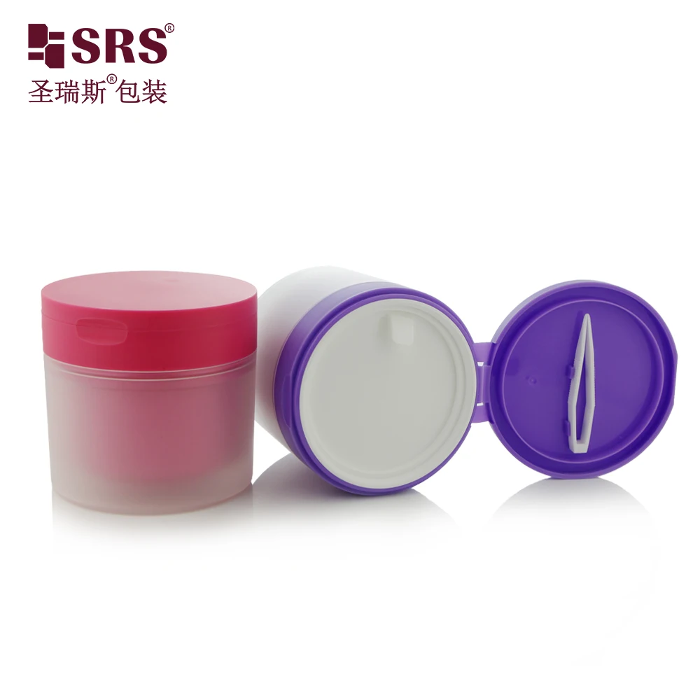 4 oz plastic jars with lid double wall PP PCR flip cap eye mask container with  pincet