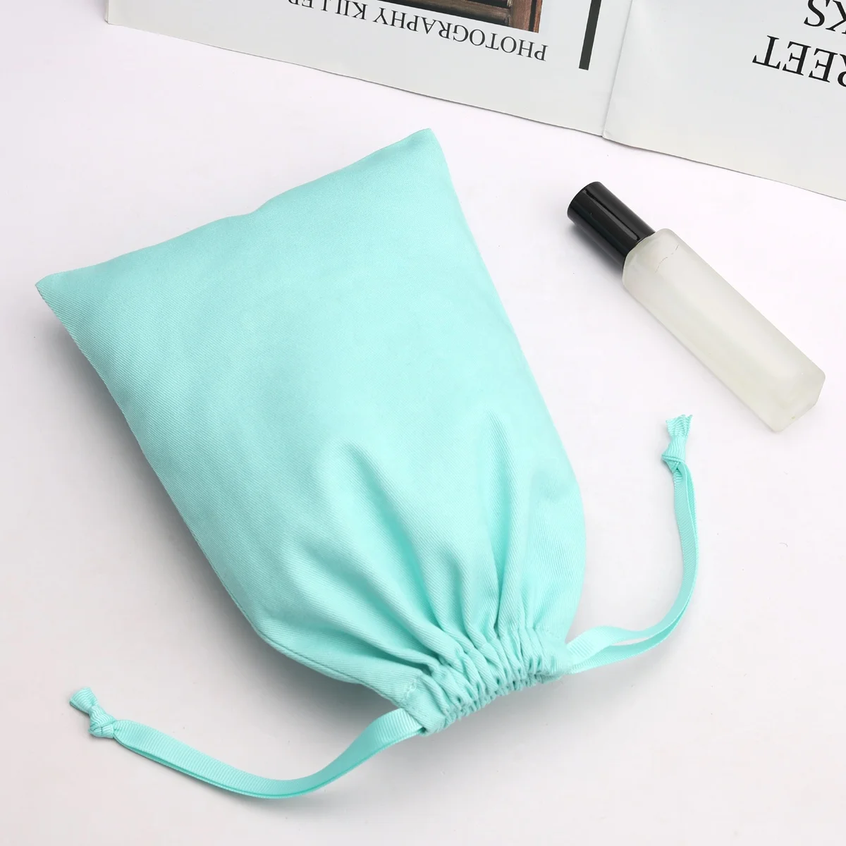 Wholesale Blue Cotton Twill Dust Bags Shoe Pouch Underwear Clothing Gift Packing Promotion Cotton Drawstring Bag