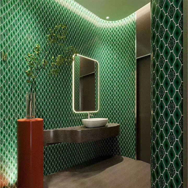 Tv Background 3d Wall Tiles For A Steambath Room Lantern Shape Ceramic Mosaic Tile