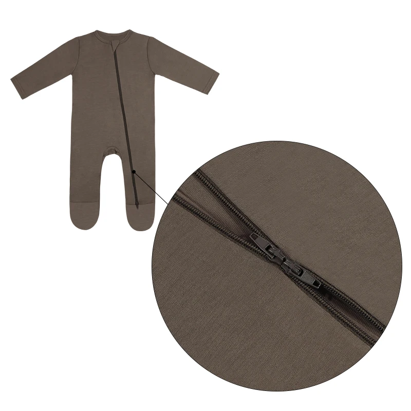 custom high quality baby boys girls long sleeve baby bamboo pajamas dual zipper