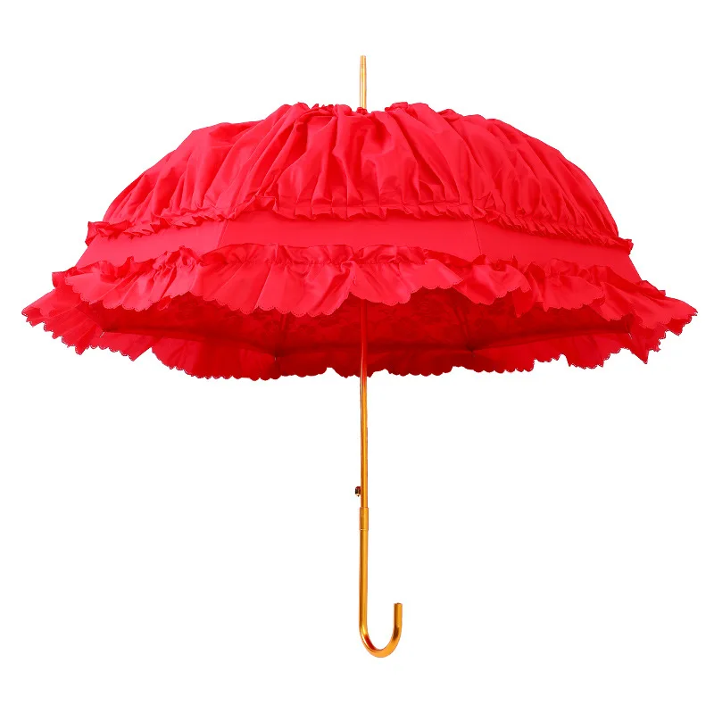 LOTUS High Quality 8 Ribs Pongee Fabric Romantic Dome Shape  Princess Multilayer Umbrella for Wedding