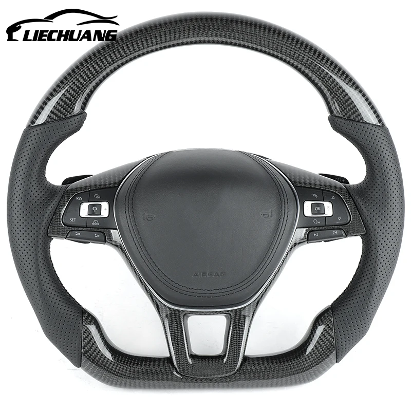 Custom Alcantar led carbon fiber LED steering wheel For Volkswagen Golf 7 7.5  lamando Touareg  racing wheel convertible