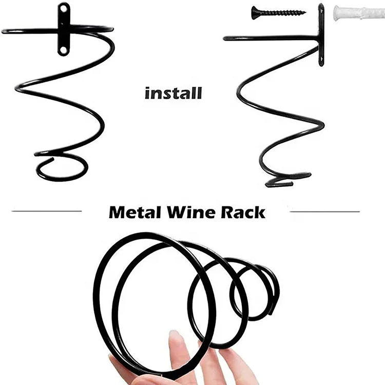 Wine Rack Spiral Single Holder Black Metal Vertical Hanging Glass Bottles Modern Simple Bottle Decor Wines Screw