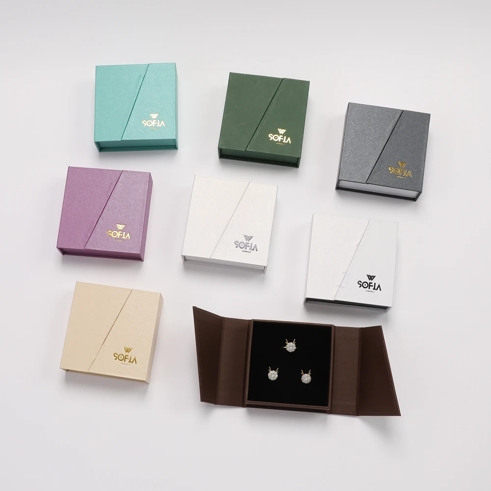 Custom Logo Luxury Double door Jewelry Packaging Necklace Paper Box Handmade eco-friend Jewellery gift Boxes With Ribbons