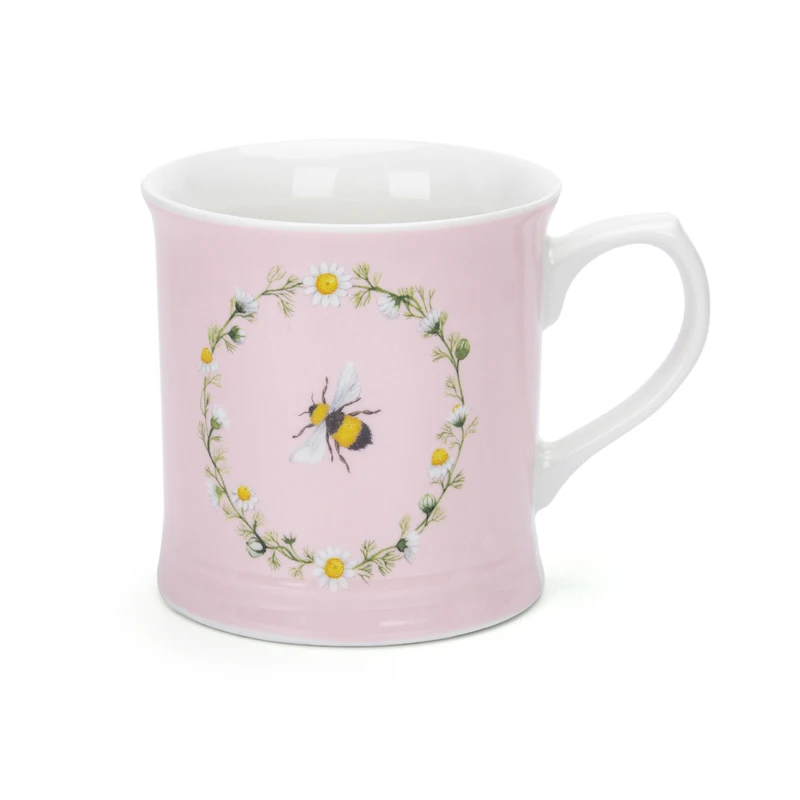 manufacturer garden flora bee and butterfly color glaze clay ceramic coffee mug with handle
