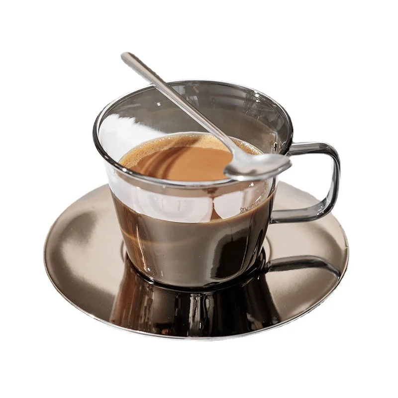 High Sense Glass Coffee Cup Set Creative Mug Light Luxury Good Things Afternoon Tea Tea Set Latte Cup Wholesale