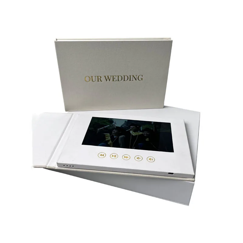 Popular of linen 7 inch for election hardcover interactive memories photo book and video brochure white