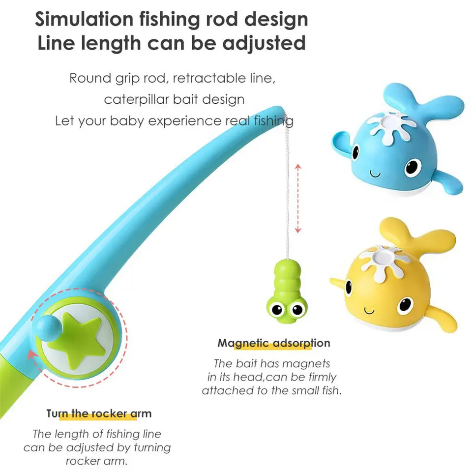 New Baby Bath Toy Magnet Wind Floating Plastic Whales for Water Play Scoop Net Fishing Gear for Bathroom Fun!