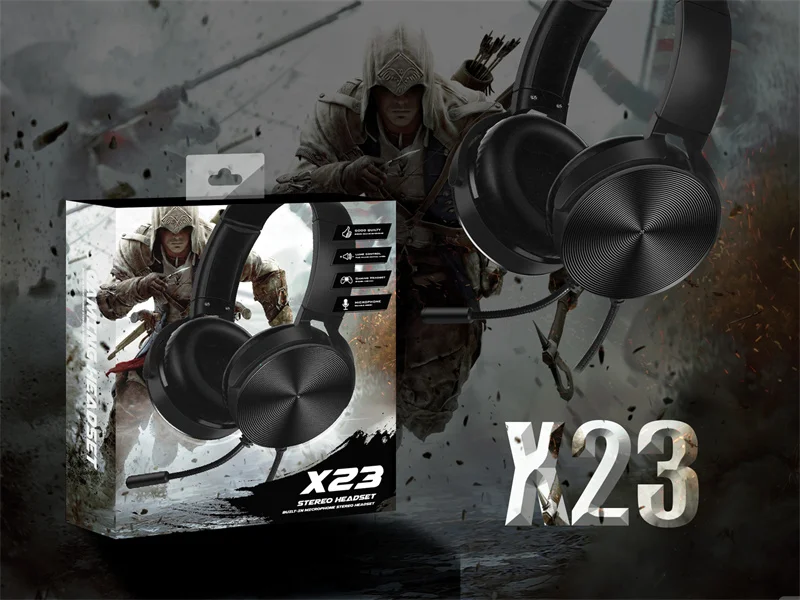 Excellent sound quality gaming headset white with microphone and volume control dedicated for wired game-only