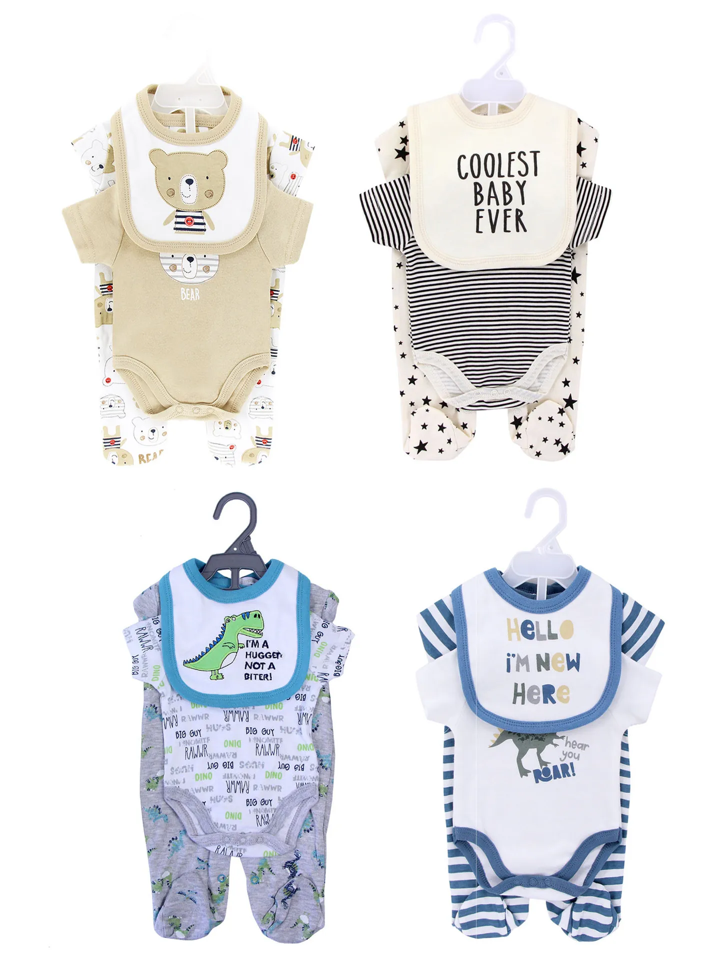Custom Baby Khaki Bear Newborn Clothes 0-9M Rompers+Bodysuits +Bibs+Hats+Gloves 5pcs Baby Clothes Cotton Romper Gift for Baby