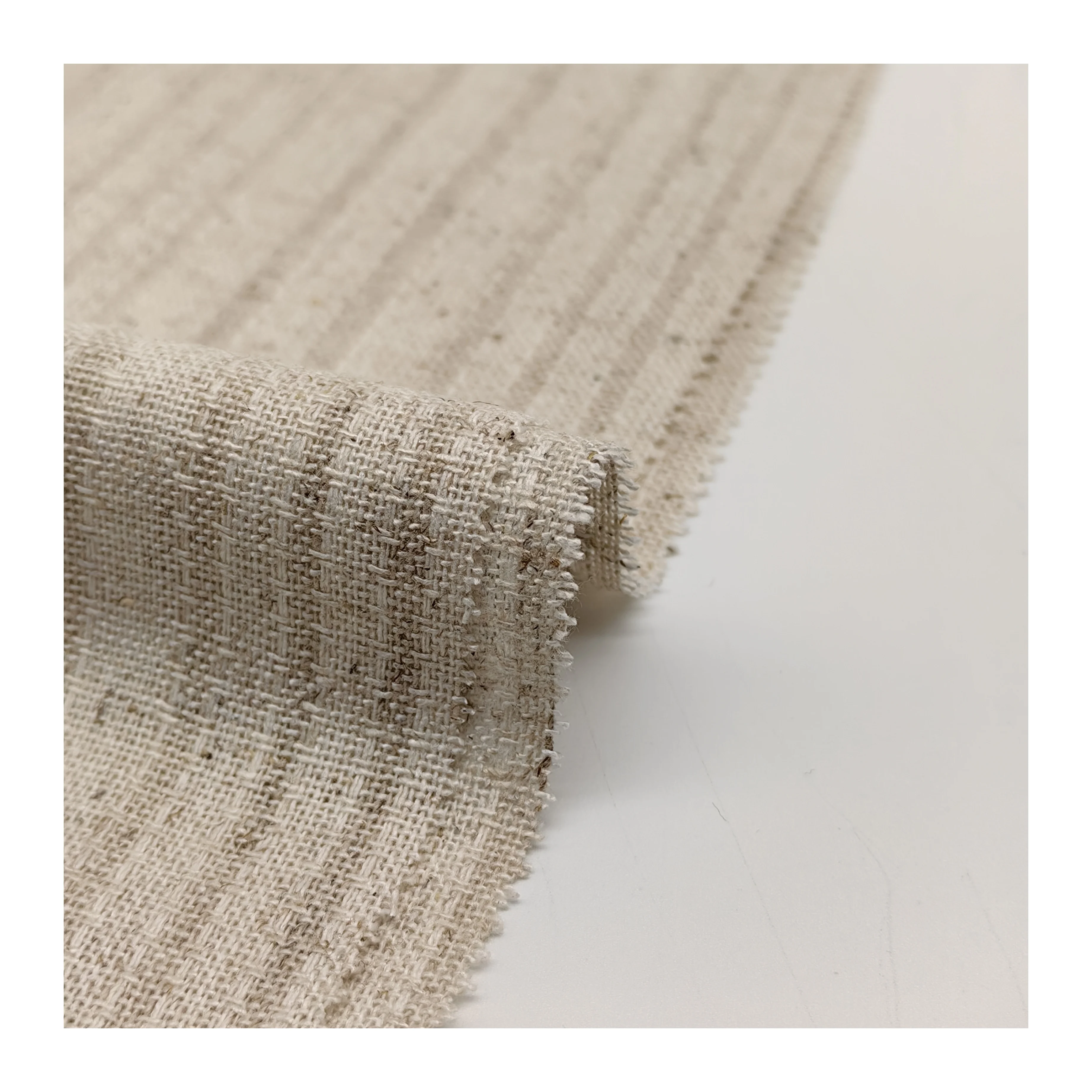 Inexpensive Factory Supplying wholesale natural Linen Fabric stripe WovenFabric Soft Touch Natural Dye Plain eco-friendly fabric