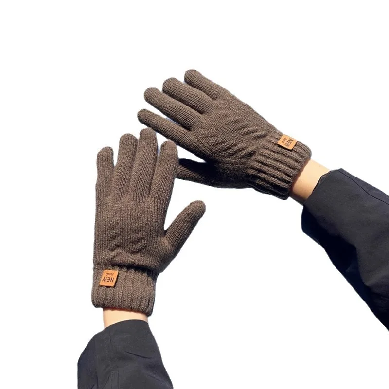 Men Knitted Thick Thermal Full Finger Gloves Women Men Winter Outdoor Warm Wool Driving Fingerless Gloves Touchscreen Mittens