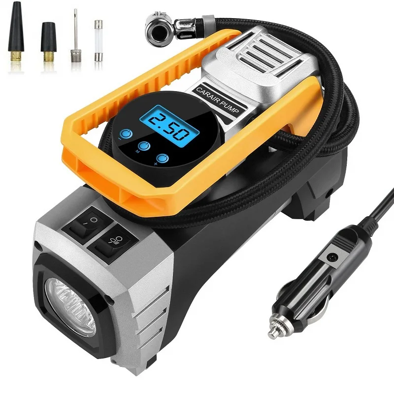 12V металлический двойной цилиндр авто светодиодный автомобильный воздушный компрессор Портативный насос шинный с пусковые