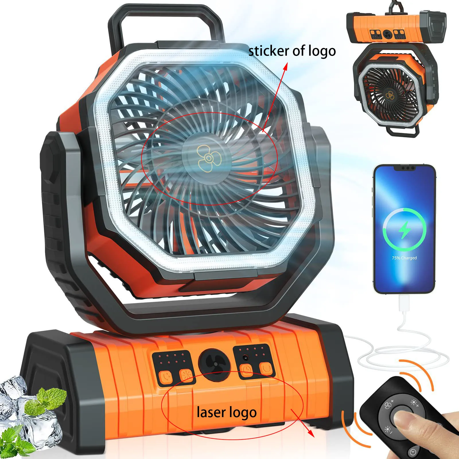 Наружное освещение Светодиодная лампа вентилятора USB перезаряжаемая 10000 мАч батарея кемпинг вентилятор светодиодный свет