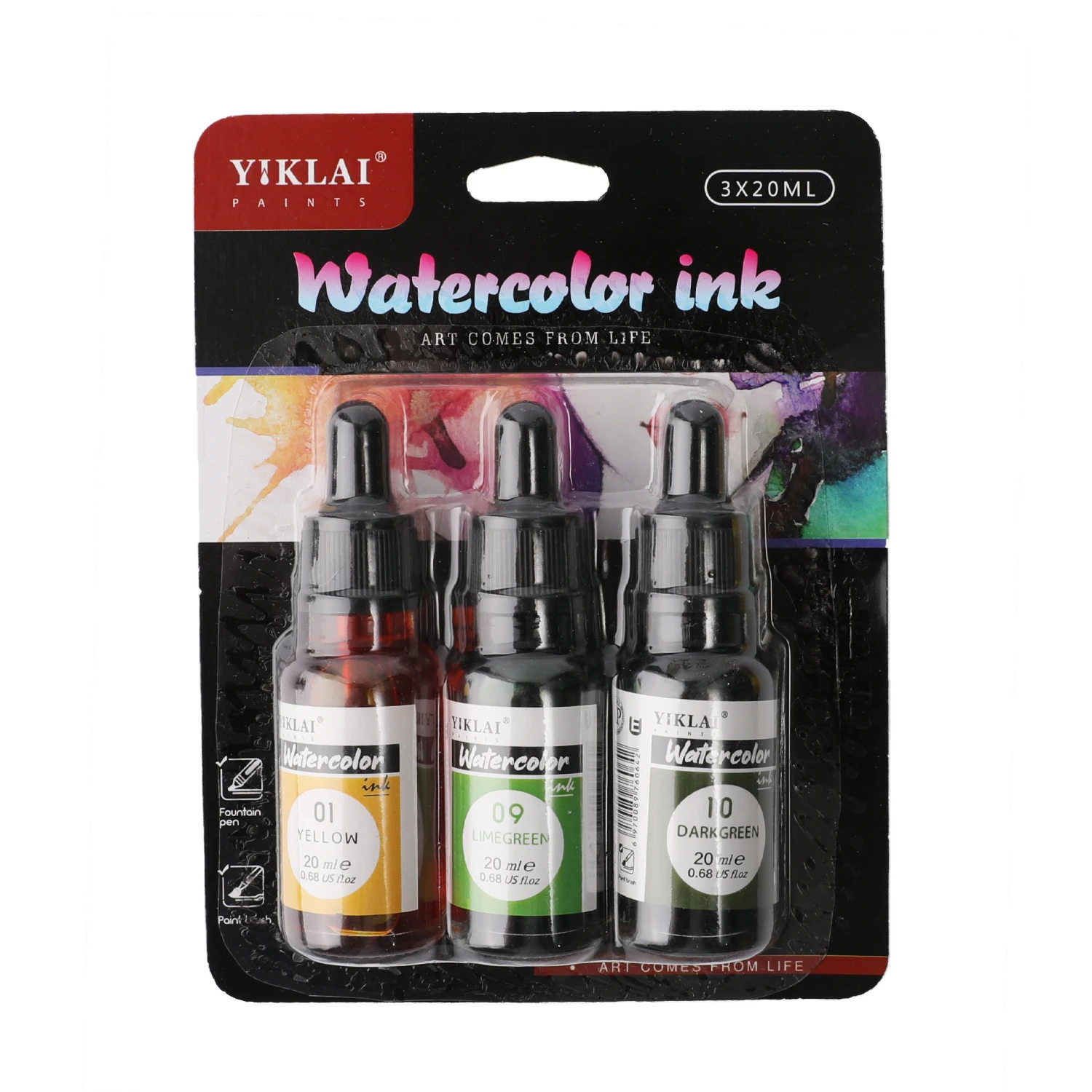Watercolor Ink Customized 20 ML Pigment Painting Inks Factory Supply 3 Color Water Color Paints Watercolour Paint Colours Set