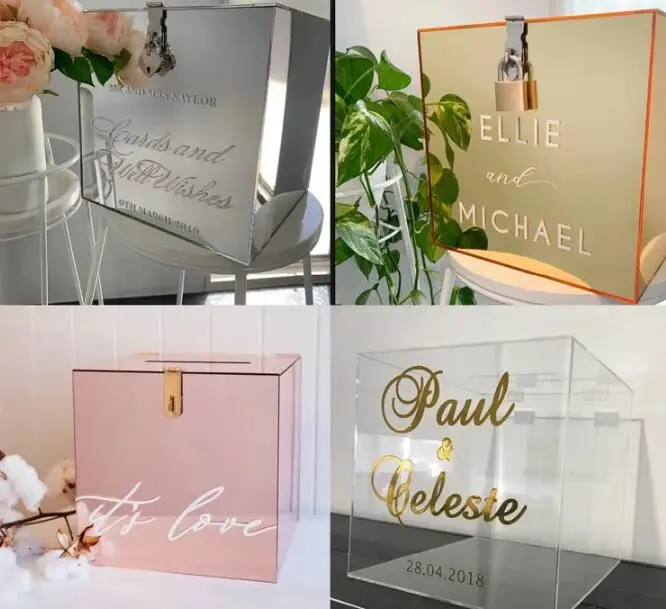 Wholesale Custom Luxury Square Mirror Acrylic Wishing Well Box
