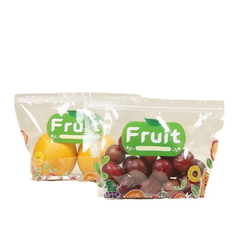 Wholesale Fruit Grape Plastic Ziplock Bag Vegetable Fruit Keep Fresh Custom Packing Bags With Vent Holes And Handle