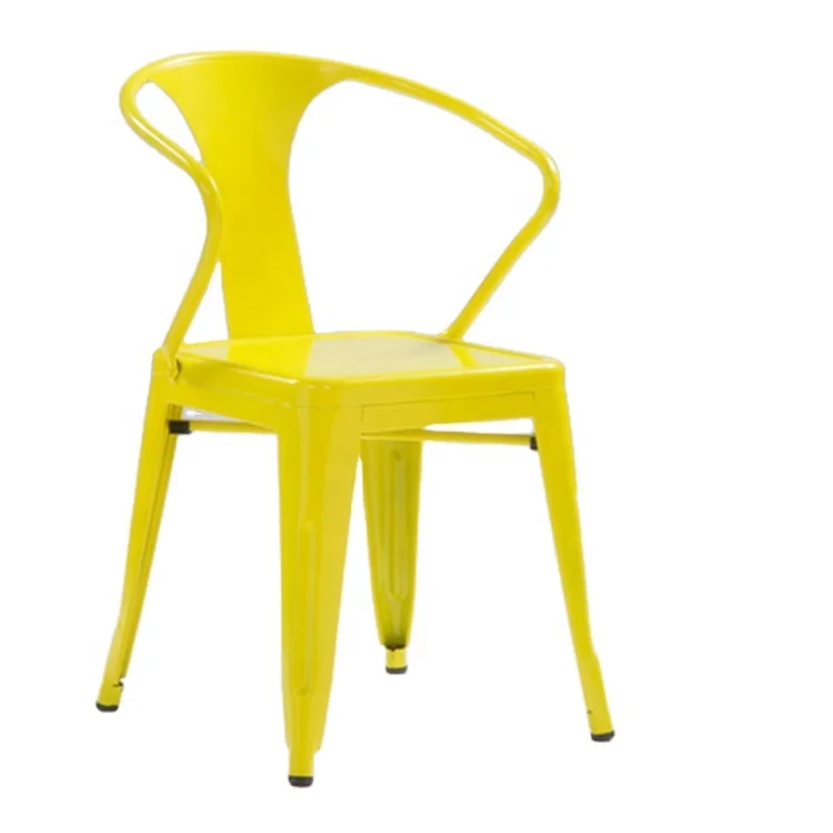 Simple modern metal armrest chairs outdoor stainless steel chairs Metal frame dining chair