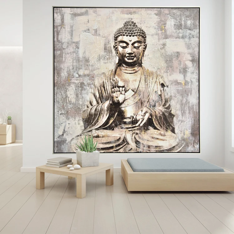 FREE CLOUD Premium Quality Printed Metal Framed Paintings Modern Art Buddha Handmade Paintings On Canvas