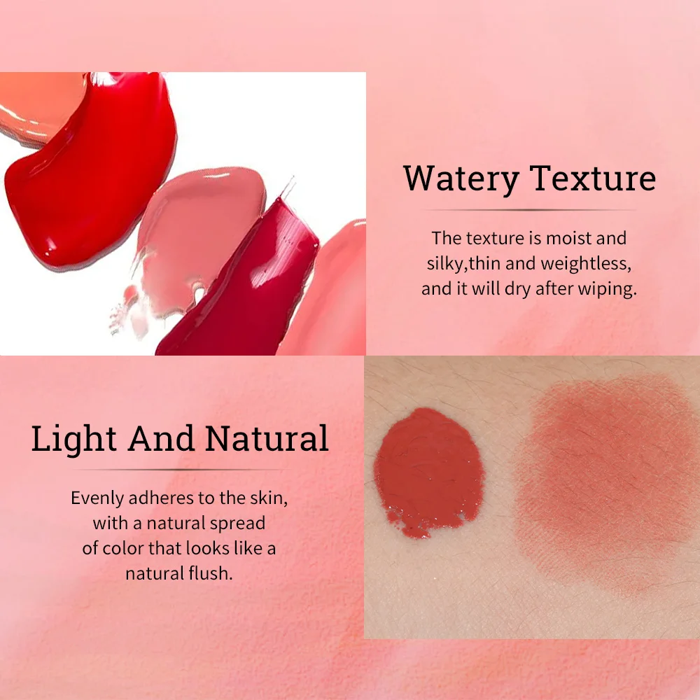 Wholesale High Quality Vegan Velvet Liquid Blush Cream Palette Cruelty-Free Waterproof Long-Lasting Pink Cheek Makeup